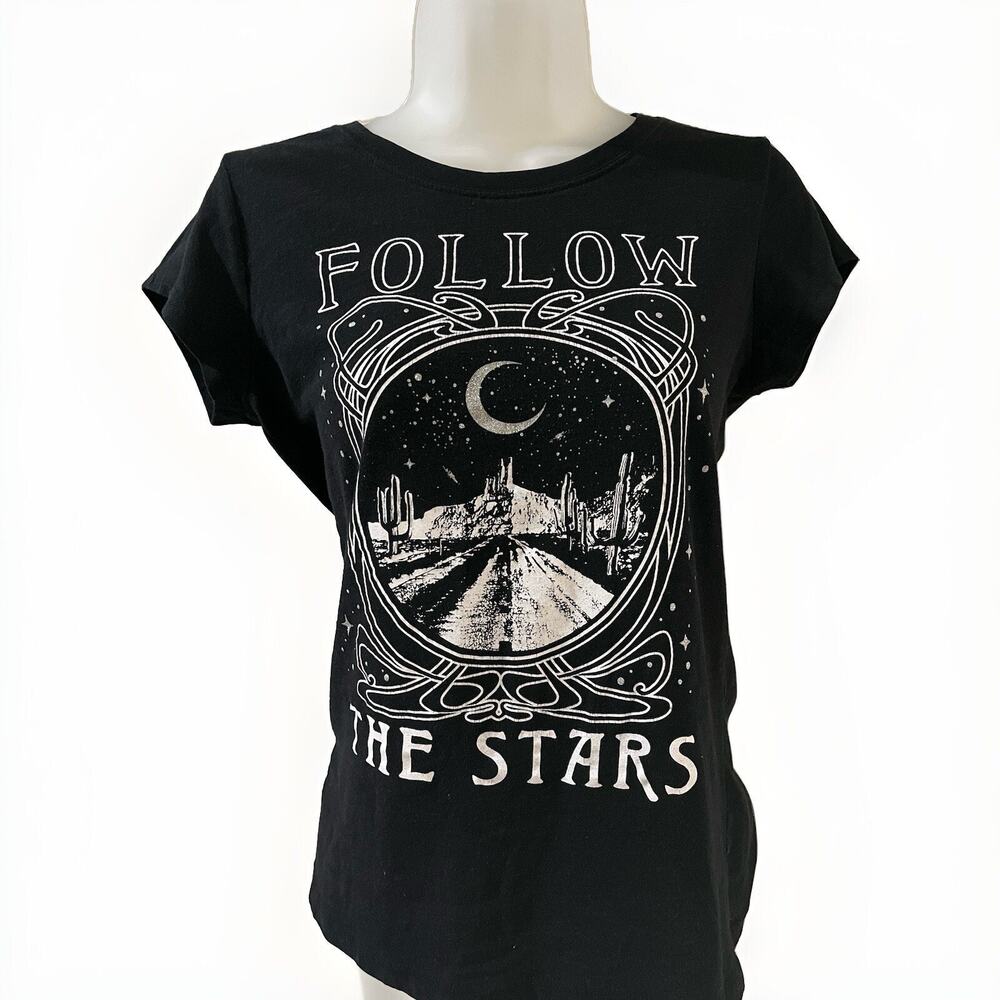 Wound Up Follow The Stars Black T Shirt Size Medium